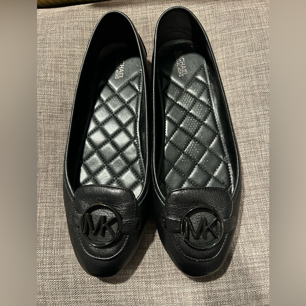 Michael Kors Black Leather Ballet Flats